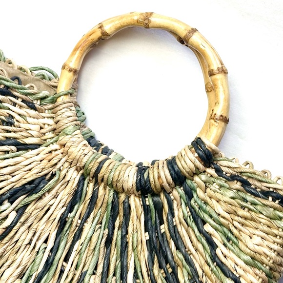 Faded Glory Woven Straw Mini Tote with Bamboo Handles - Picture 3 of 8